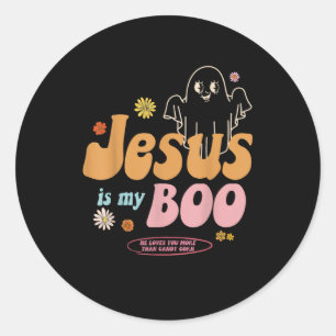 Jesus Is My Boo He Loves You More Playful Faith St Classic Round Sticker