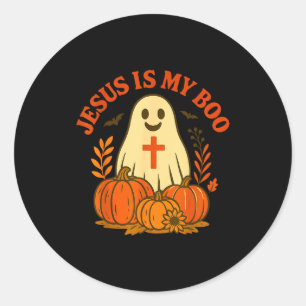 Jesus Is My Boo Shirt Cute Christian Ghost Hallowe Classic Round Sticker
