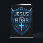 Jesus Is My Boss Christian Shield Superhero _3  Card<br><div class="desc">Jesus Is My Boss Christian Shield Superhero _3</div>