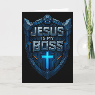 Jesus Is My Boss Christian Shield Superhero _3  Card
