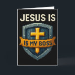 Jesus Is My Boss Christian Shield Superhero _4  Card<br><div class="desc">Jesus Is My Boss Christian Shield Superhero _4</div>