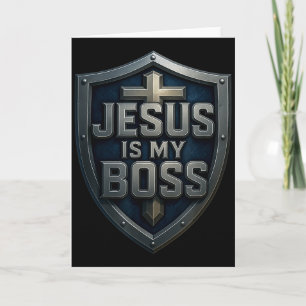 Jesus Is My Boss Christian Shield Superhero _6  Card