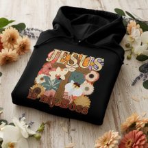 Jesus Is My Boss – Vintage Floral Cross Christian 