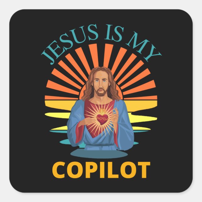 JESUS IS MY COPILOT SQUARE STICKER (Front)
