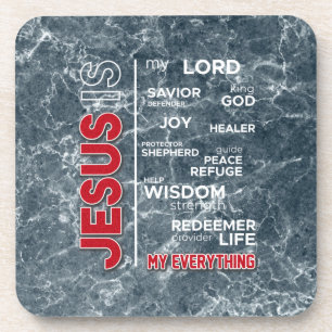 Jesus is my Everything Word Cloud Coaster