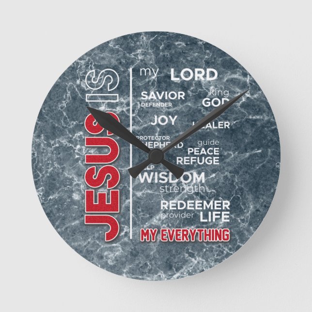 Jesus is my Everything Word Cloud Round Clock (Front)