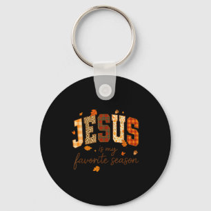 Jesus Is My Favorite Season Fall Christian Leopard Key Ring