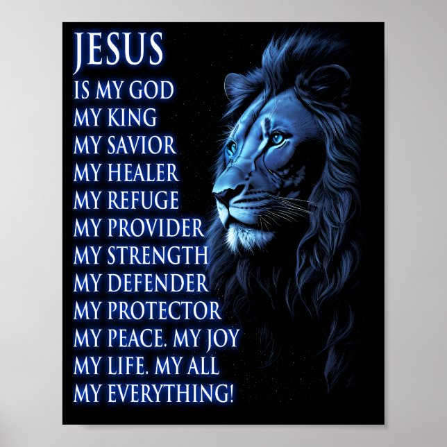Jesus Is My God King My Lord My Saviour Blue Chris Poster (Front)