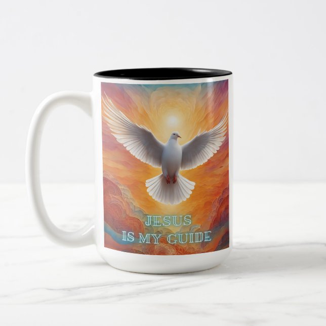 Jesus Is My Guide Two-Tone Coffee Mug (Left)