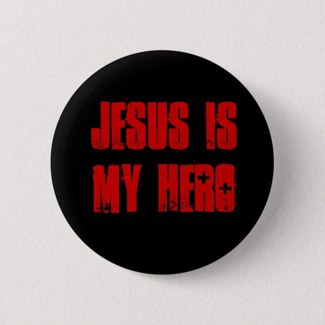 "Jesus Is My HERO" pinback button (Front)
