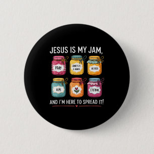 Jesus Is My Jam And Im Here To Spread Christian Bi 6 Cm Round Badge