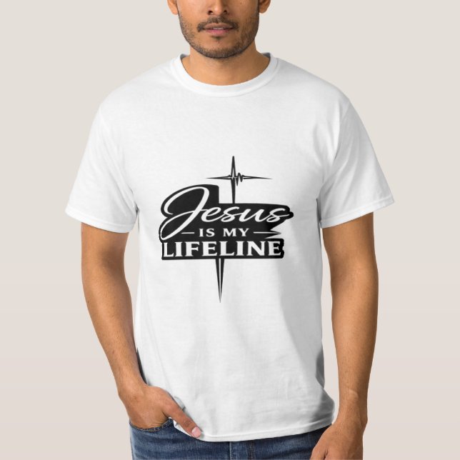 Jesus Is My Lifeline Christian Faith Graphic  T-Shirt (Front)