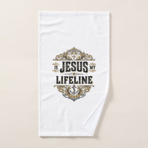 Jesus Is My Lifeline Vintage Christian Shirt Desig Hand Towel