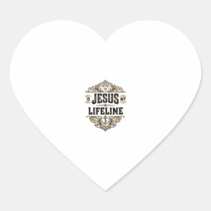 Jesus Is My Lifeline Vintage Christian Shirt Desig Heart Sticker