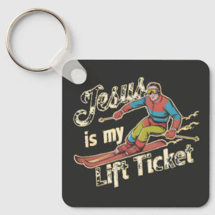 Jesus Is My Lift Ticket Funny Christian Saying Key Ring