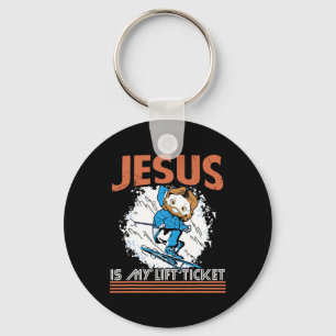 Jesus Is My Lift Ticket Winter Sports Skiing Skier Key Ring