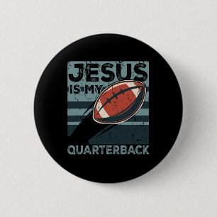 Jesus Is My Quarterback Christian Football Ball Sp 6 Cm Round Badge