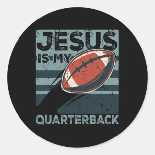 Jesus Is My Quarterback Christian Football Ball Sp Classic Round Sticker