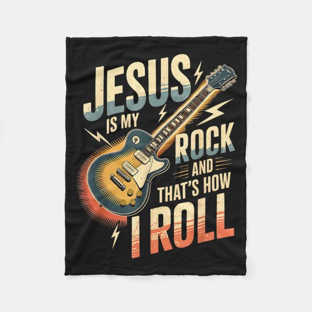 Jesus Is My Rock And That Is How I Roll Christian  Fleece Blanket (Front)