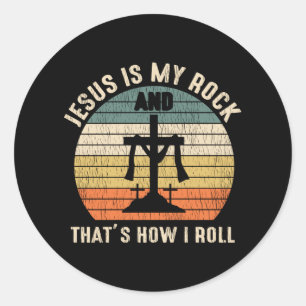 Jesus Is My Rock Jesus Lover Cross Christian Faith Classic Round Sticker
