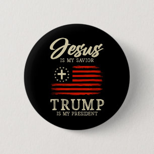 Jesus Is My Savior Trump Is My President 2024 Usa 6 Cm Round Badge