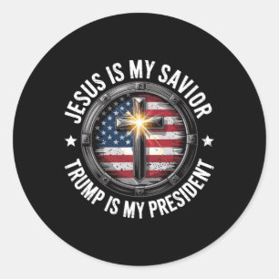 Jesus Is My Savior Trump My President Christian Co Classic Round Sticker