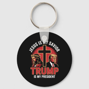 Jesus Is My Savior Trump My President Christian Co Key Ring