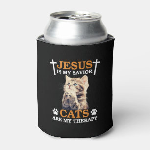 Jesus is My Saviour Cat are My Therapy Christians Can Cooler