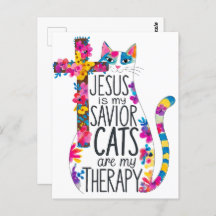 Jesus Is My Saviour Cats Are My Therapy Funny