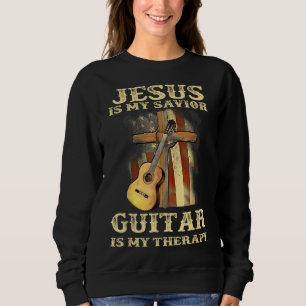 Jesus Is My Saviour Guitar Is My Therapy Funny Chr Sweatshirt