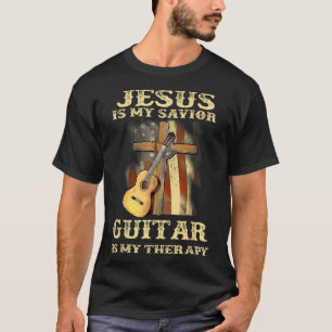 Jesus Is My Saviour Guitar Is My Therapy Funny Chr T-Shirt