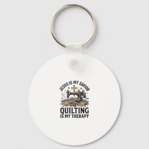 Jesus Is My Saviour Quilting Is My Therapy Key Ring