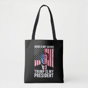 Jesus Is My Saviour Trump Is My President 2024 Tote Bag