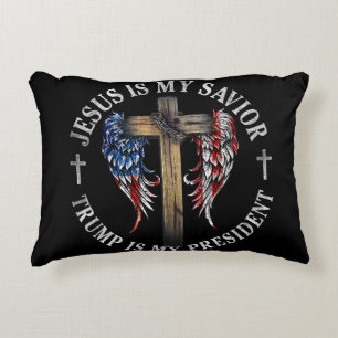 Jesus Is My Saviour Trump Is My President 2024 USA Decorative Cushion