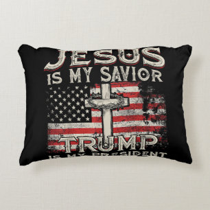 Jesus Is My Saviour Trump Is My President American Decorative Cushion