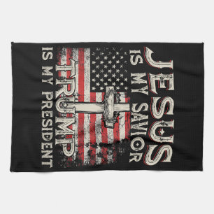 Jesus Is My Saviour Trump Is My President American Tea Towel