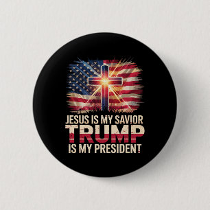 Jesus Is My Saviour Trump Is My President Christia 6 Cm Round Badge