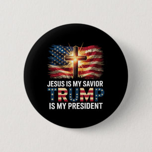 Jesus Is My Saviour Trump Is My President Pro-trum 6 Cm Round Badge