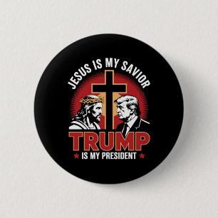 Jesus Is My Saviour Trump Is My President Pro-trum 6 Cm Round Badge