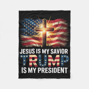 Jesus Is My Saviour Trump Is My President Pro-trum Fleece Blanket