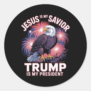 Jesus Is My Saviour Trump Is My President Religiou Classic Round Sticker