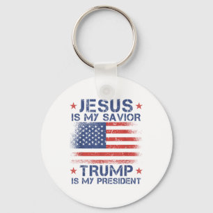 Jesus Is My Saviour Trump Is My President Retro Us Key Ring
