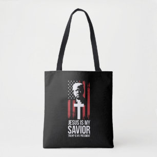 Jesus Is My Saviour Trump Is My President Trump US Tote Bag