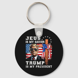 Jesus Is My Saviour Trump Is My President Usa Flag Key Ring