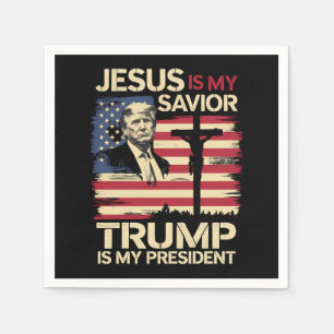 Jesus Is My Saviour Trump Is My President USA Flag Napkin
