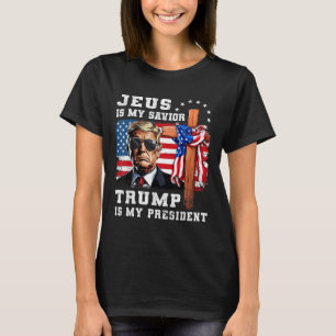 Jesus Is My Saviour Trump Is My President Usa Flag T-Shirt