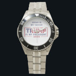 Jesus Is My Saviour Trump Is My President Watch<br><div class="desc">The Jesus Is My Saviour Trump Is My President Watch is a bold and expressive accessory for those who want to showcase their faith and political support. Featuring a striking design with clear, impactful text, this watch is perfect for casual wear or as a conversation starter. The durable build ensures...</div>