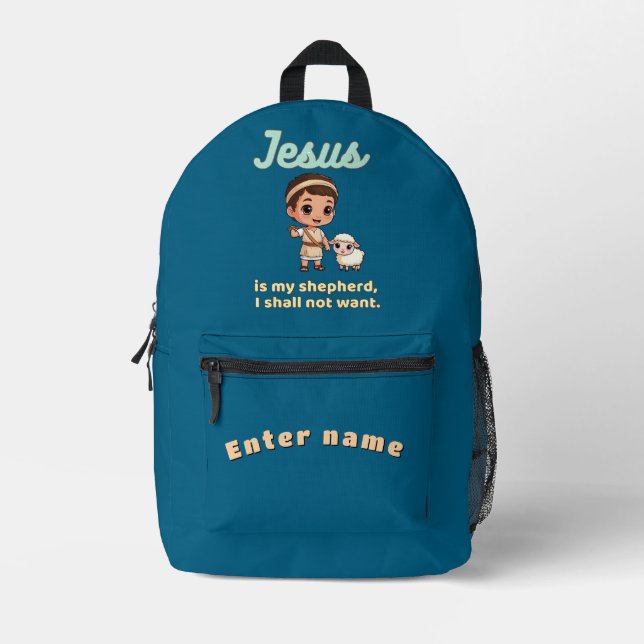 Jesus is my shepherd  printed backpack (Front)