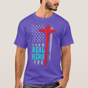Jesus Is My Superhero Awesome God Flag T  T-Shirt