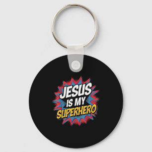 Jesus Is My Superhero Christian Kid Boy God Son Go Key Ring